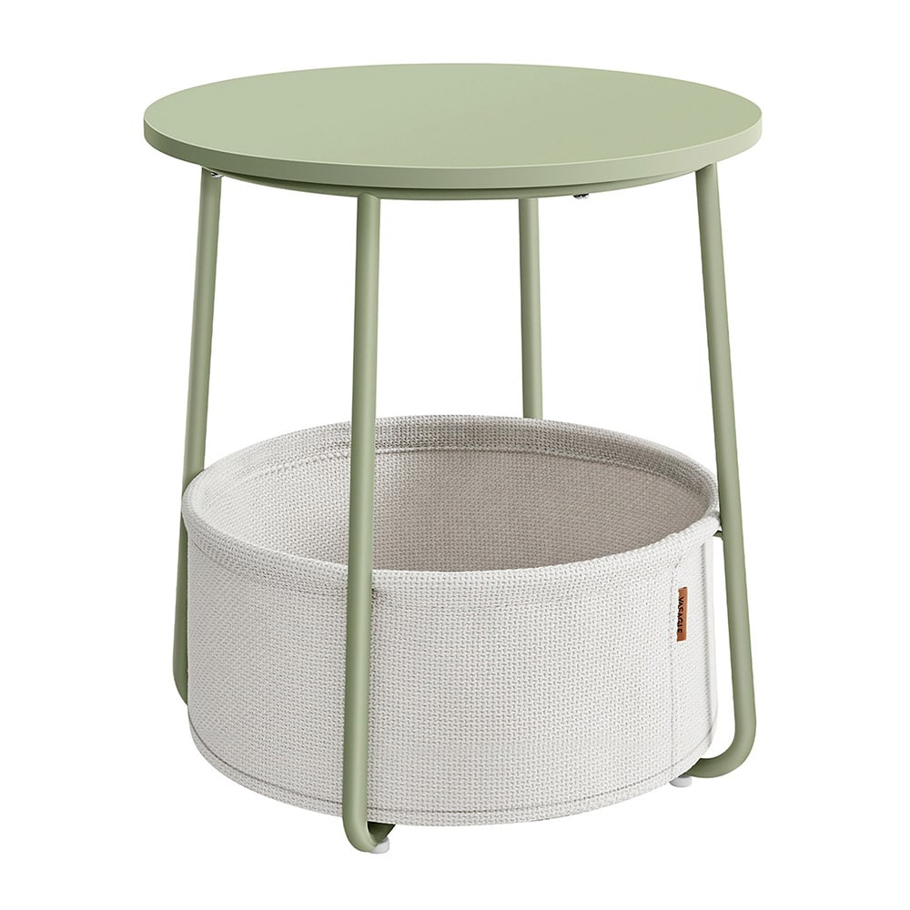 Pyöreä yöpöytä säilytyskorilla - vihreä/valkoinen