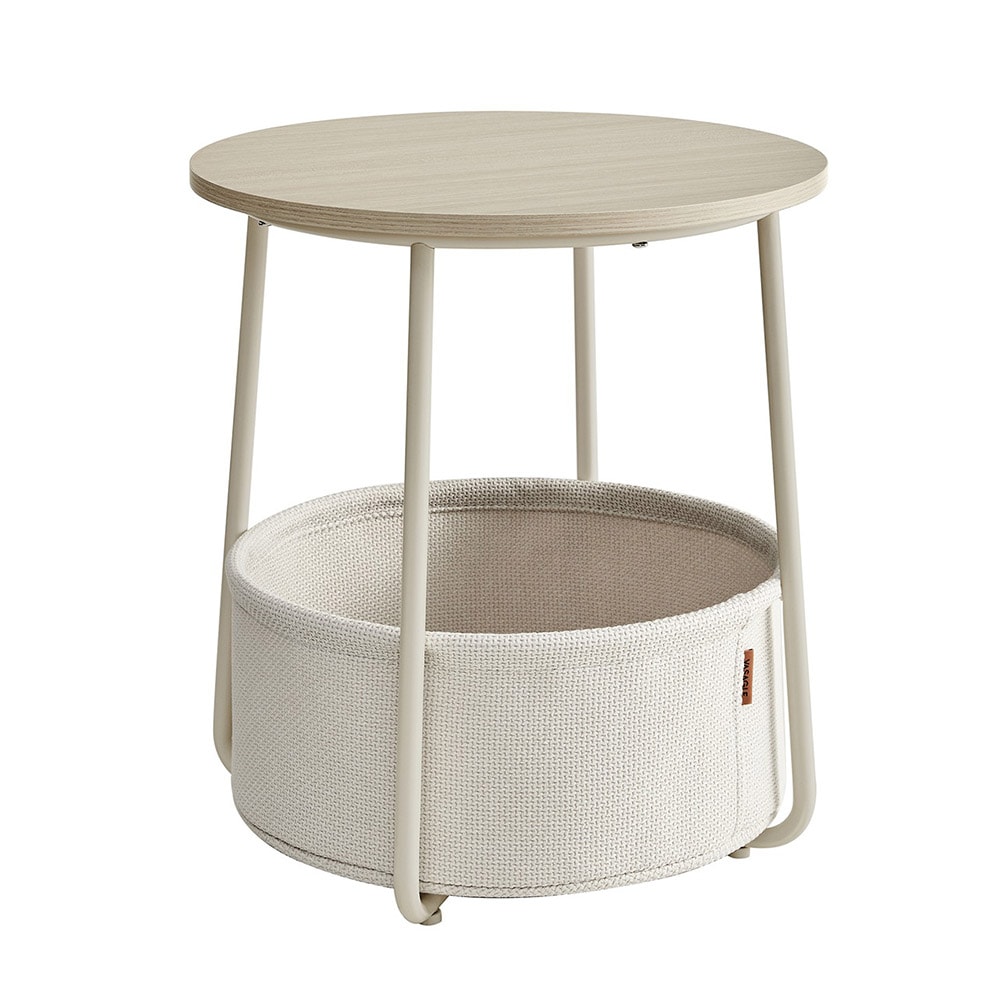 Pyöreä yöpöytä säilytyskorilla - valkoinen