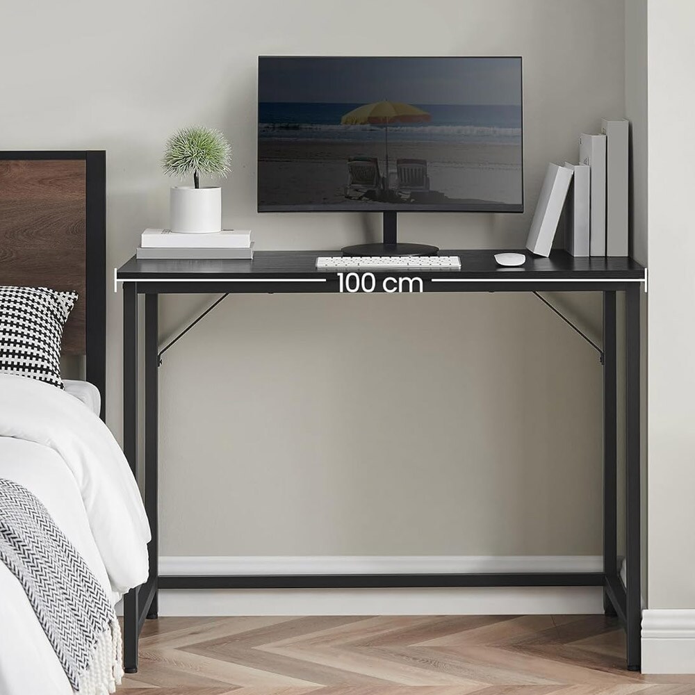 Musta työpöytä metallikehyksellä - 100 x 50 x 75 cm - 100 x 50 x 75 cm