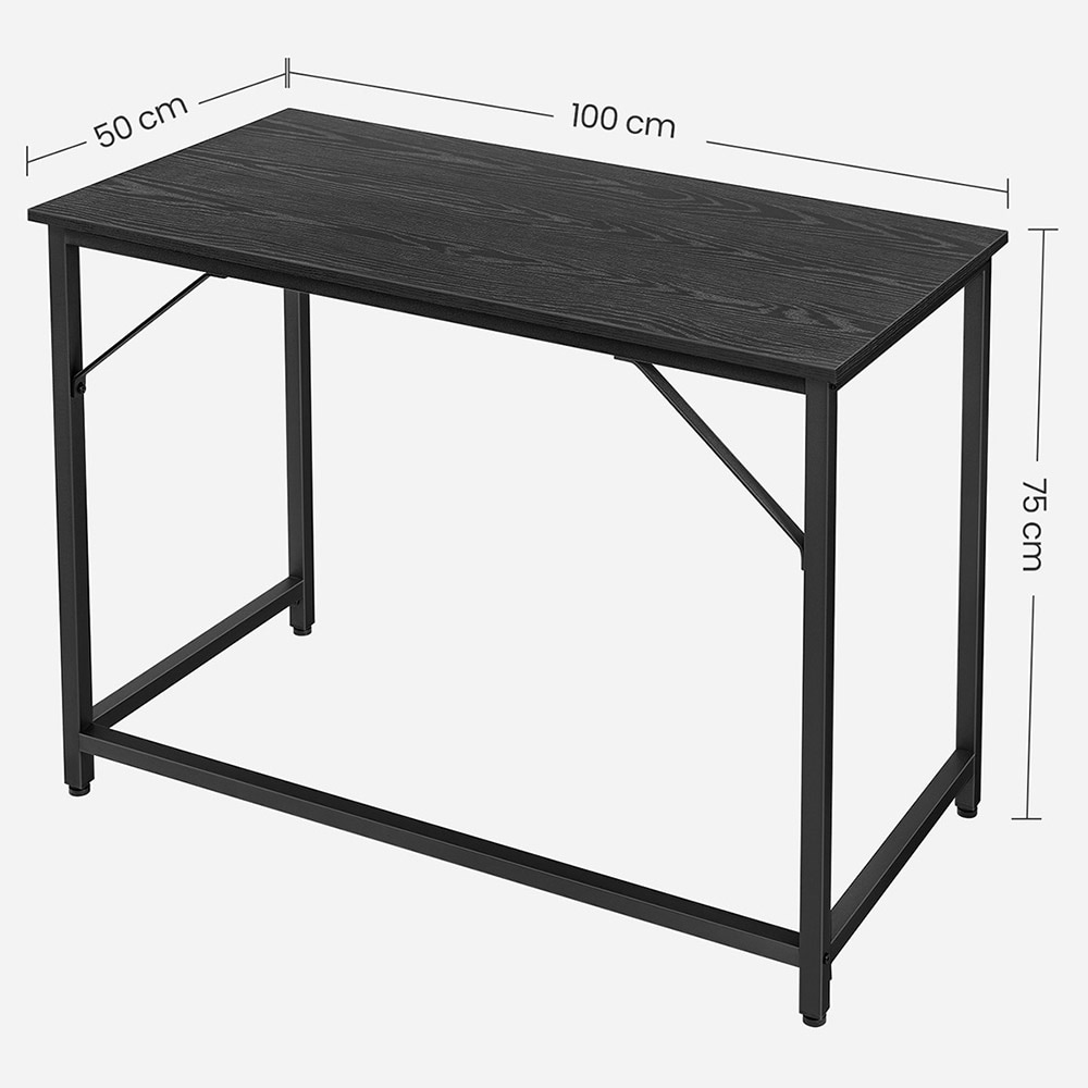 Musta työpöytä metallikehyksellä - 100 x 50 x 75 cm - 100 x 50 x 75 cm