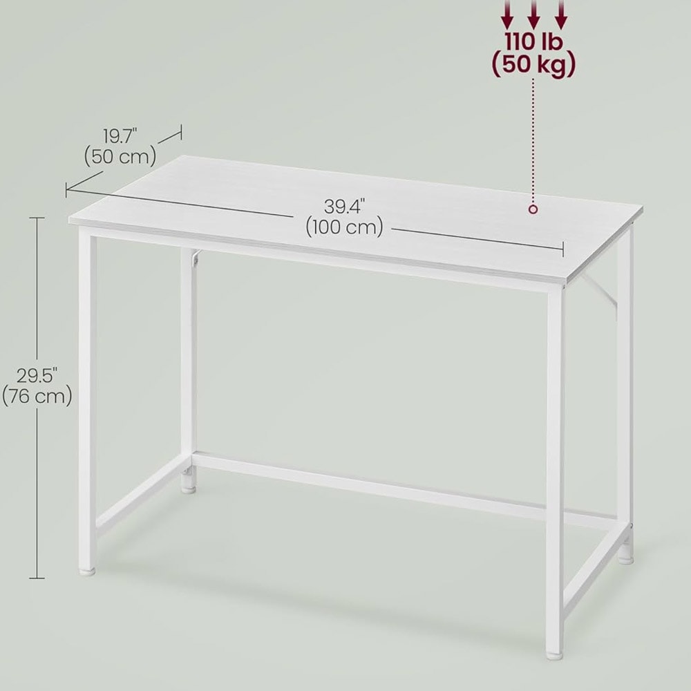 Valkoinen työpöytä metallirungolla - 100 x 50 x 76 cm