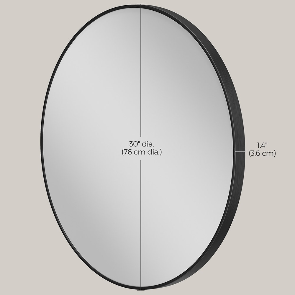 Pyöreä seinäpeili Musta metallikehyksellä - Ø 76 cm