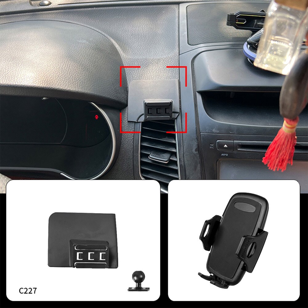 Puhelinteline Kia Sorento 2009–2014, kiinteä asennus, kaksiosainen, ilman porausta, säädettävä