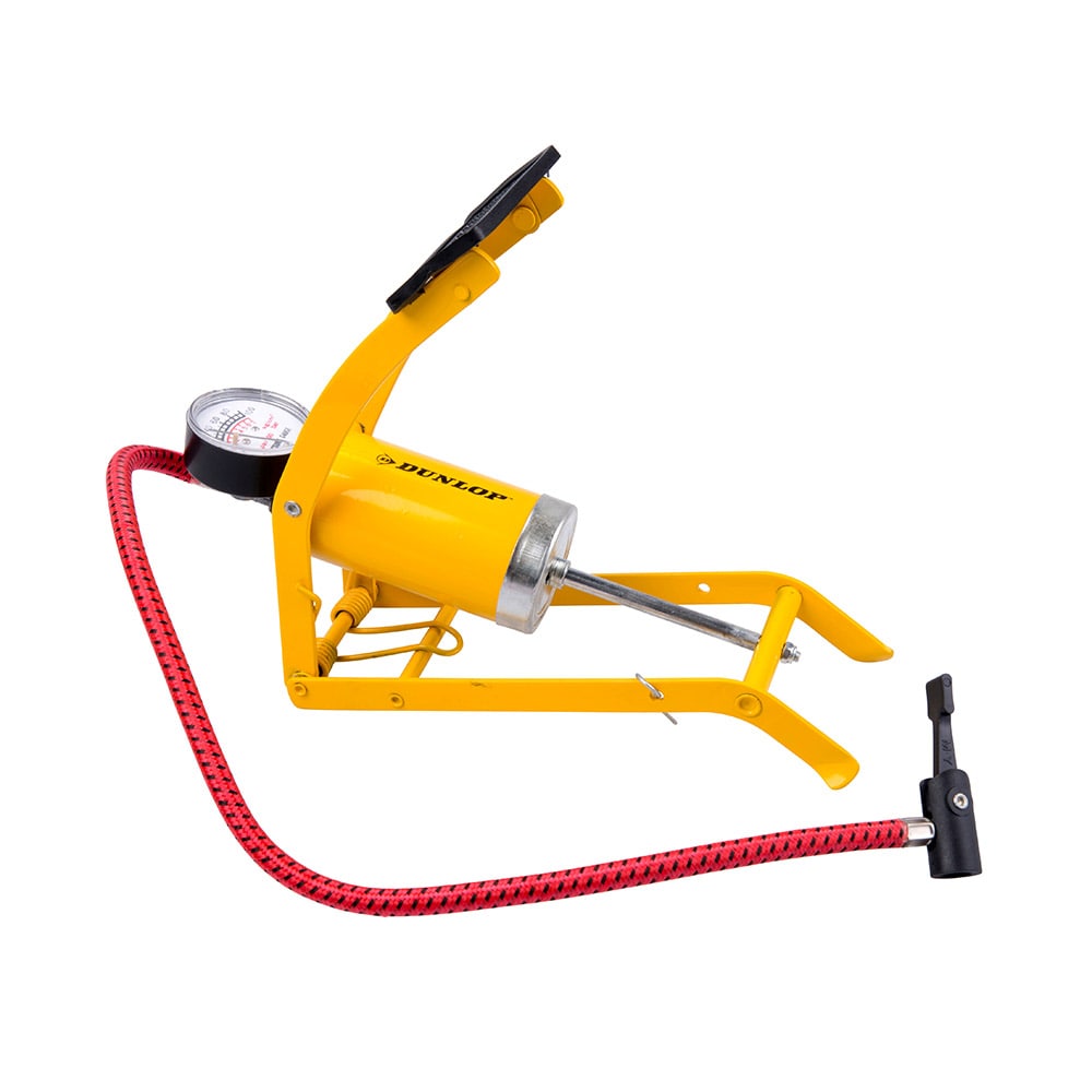 Jalkapumppu, jossa on painemittari renkaita ja urheiluvälineitä varten