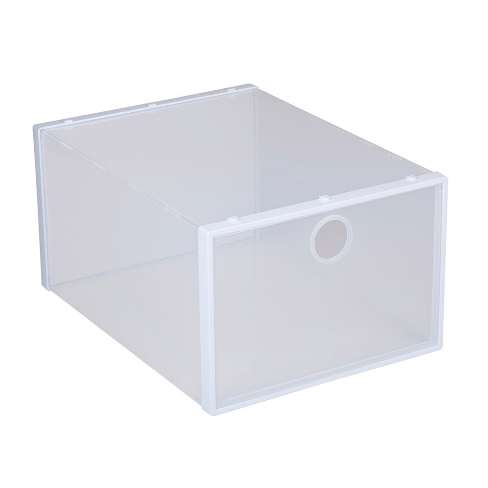 Kenkien säilytyslaatikko valkoinen, pinottava ja helppo koota