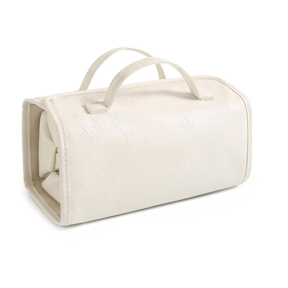 Ylellinen meikkilaukku, jossa on irrotettavat lokerot - Valkoinen