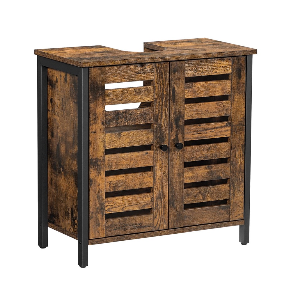 Kylpyhuoneen allaskaappi, jossa on säilytyskaappi - Rustiikkinen ruskea