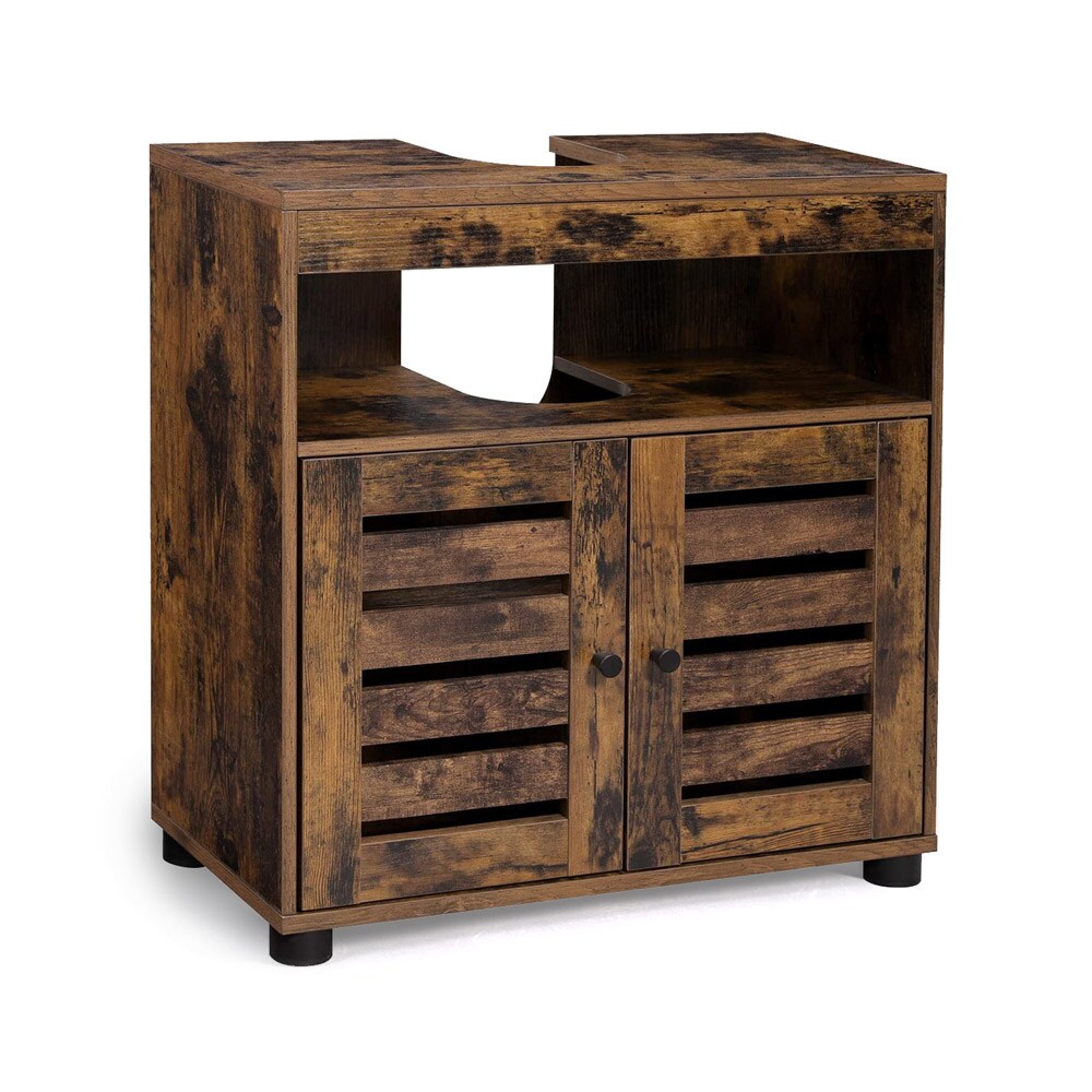 Kylpyhuoneen turhamaisuuskaappi hyllyllä ja säilytyskaapilla - Rustic Brown