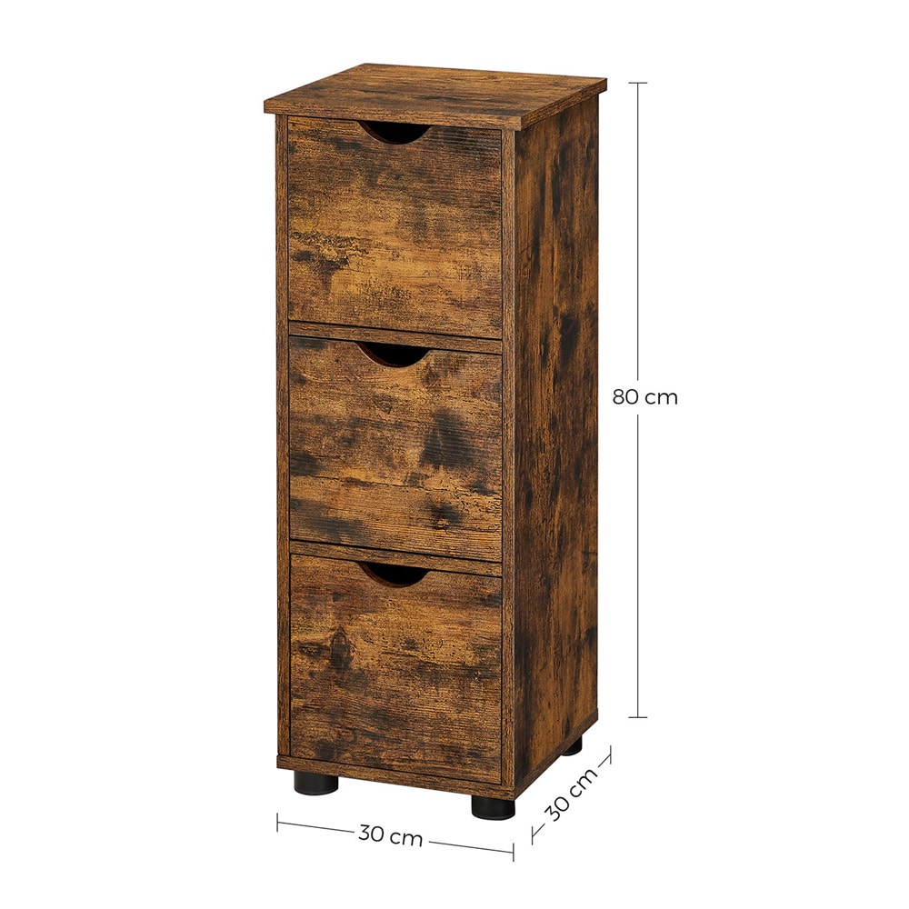 Kylpyhuonekaappi 3 laatikolla - Rustic Ruskea