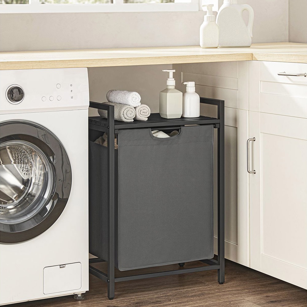 Ulosvedettävä pyykkikori ja irrotettava pyykkipussi 65L Svart/Grey