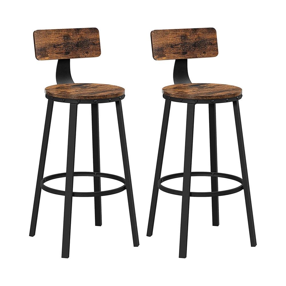 Baarijakkarat selkänojalla 73 cm korkea istuin 2-pack - Rustic Brown ja Musta