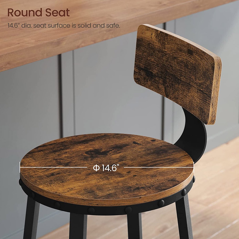Baarijakkarat selkänojalla 73 cm korkea istuin 2-pack - Rustic Brown ja Musta