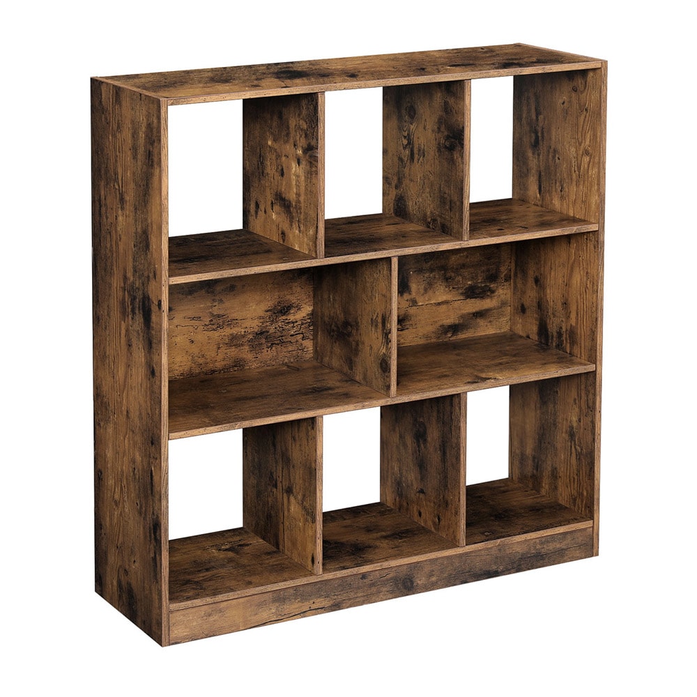 Puinen kirjahylly avoimilla lokeroilla 97,5 x 30 x 100 cm - Rustiikkisen ruskea