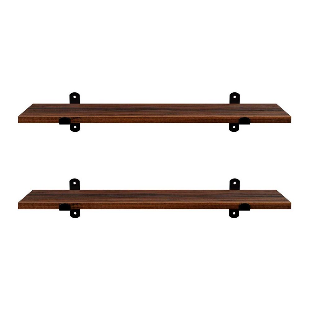 Puiset seinähyllyt 60 cm 2-pack - maalaismainen ruskea