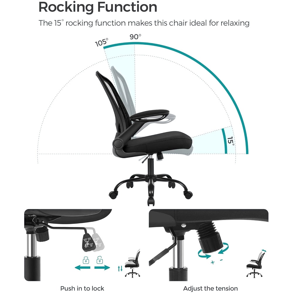 Ergonominen toimistotuoli käsinojalla ja säädettävällä selkänojalla - Musta
