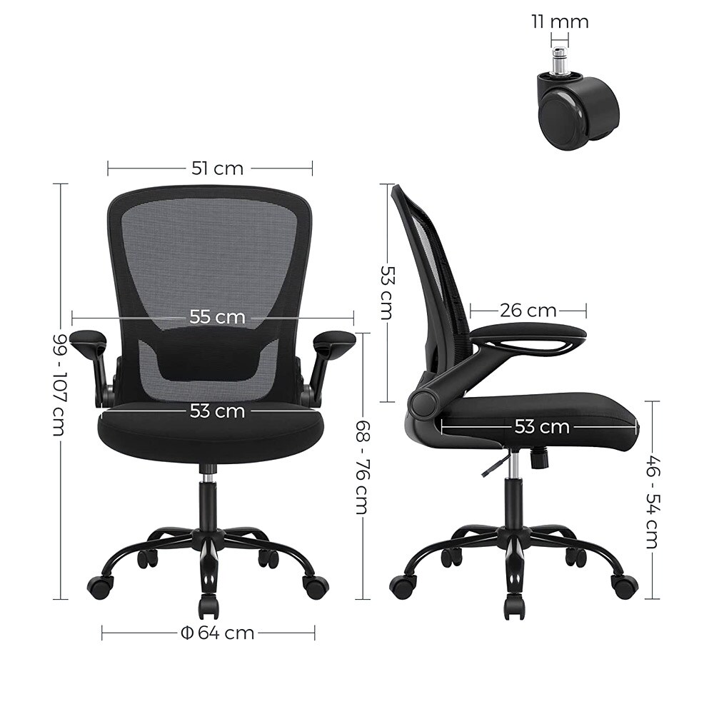 Ergonominen toimistotuoli käsinojalla ja säädettävällä selkänojalla - Musta