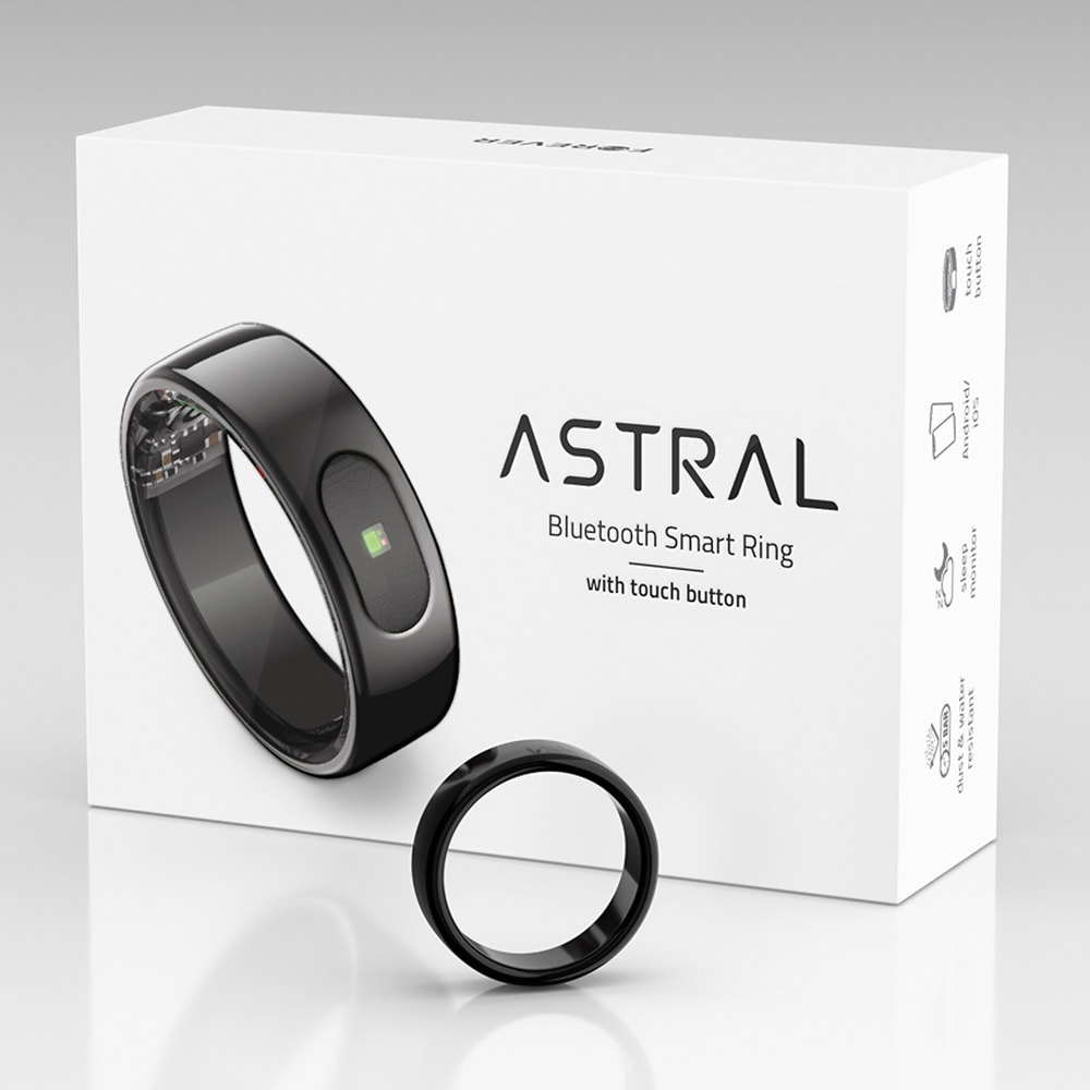 Forever Astral Älysormus SR-100 – Terveyden Seuranta, Bluetooth 5.2, 7 pv Akunkesto, Koko 7, Vedenkestävä 5ATM