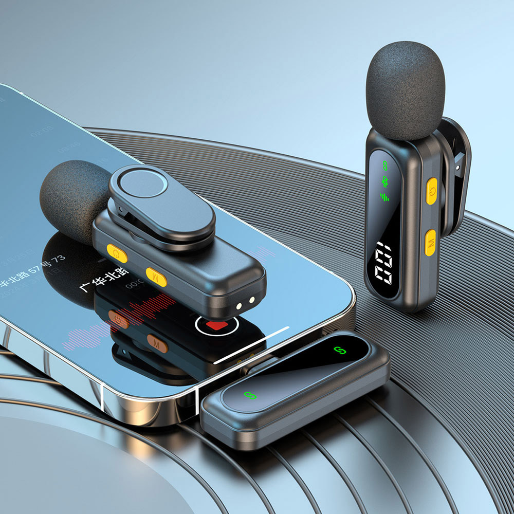 Langaton lavalier-mikrofoni, jossa on USB-C-vastaanotin