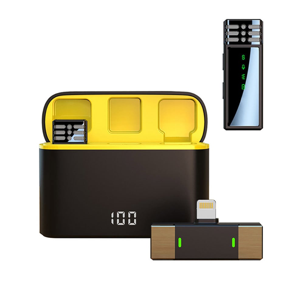 Langaton lavalier-mikrofoni - 2 mikrofonia, Lightning-vastaanotin ja latauskotelo