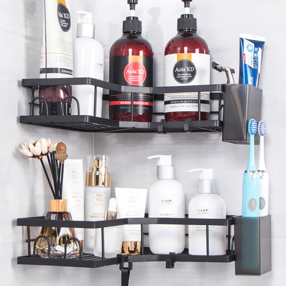 Kylpyhuonehylly 2-pack - Svart