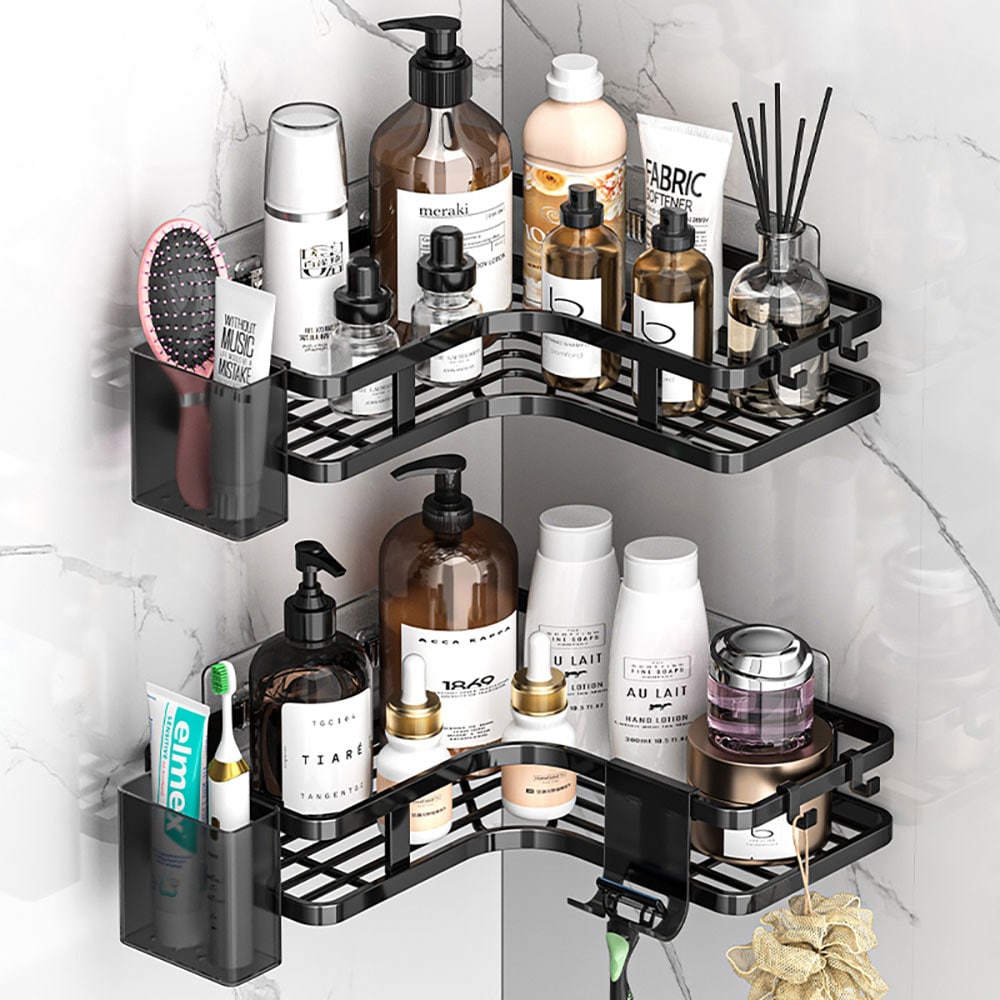 Kylpyhuonehylly 2-pack - Svart