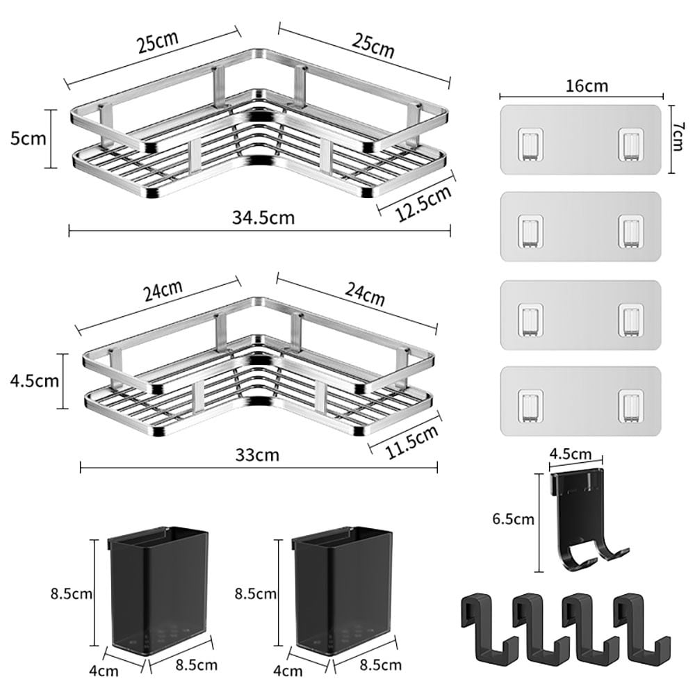 Kylpyhuonehylly 2-pack - Ruostumatonta terästä