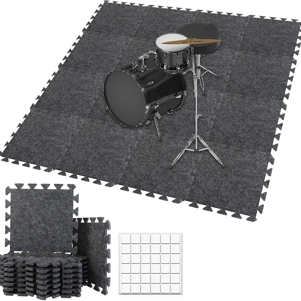 Palapelattava huopamatto 30x30cm 12-pakkaus - Harmaa