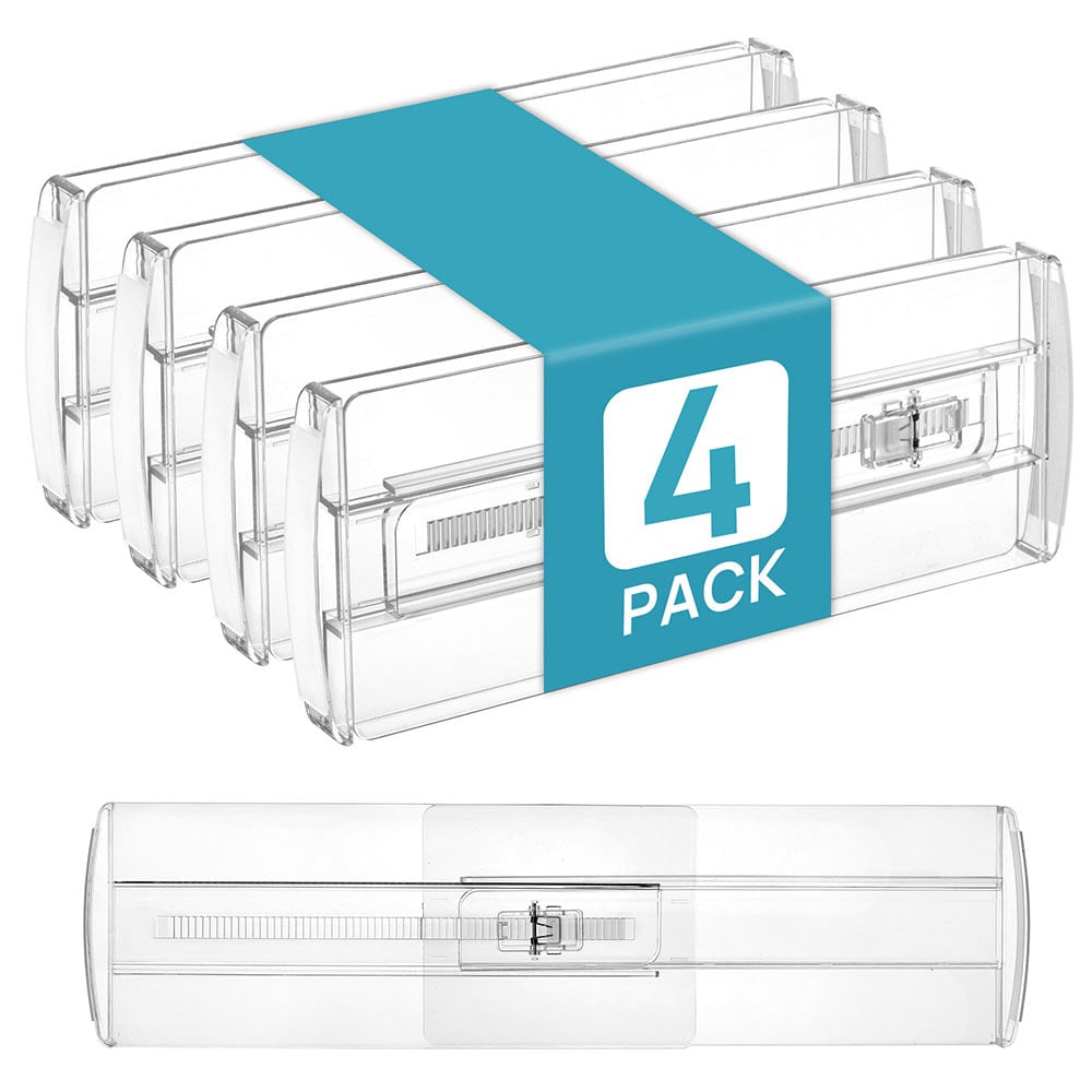 Läpinäkyvät ulosvedettävät jakajat laatikoihin 4-pack 28-43cm