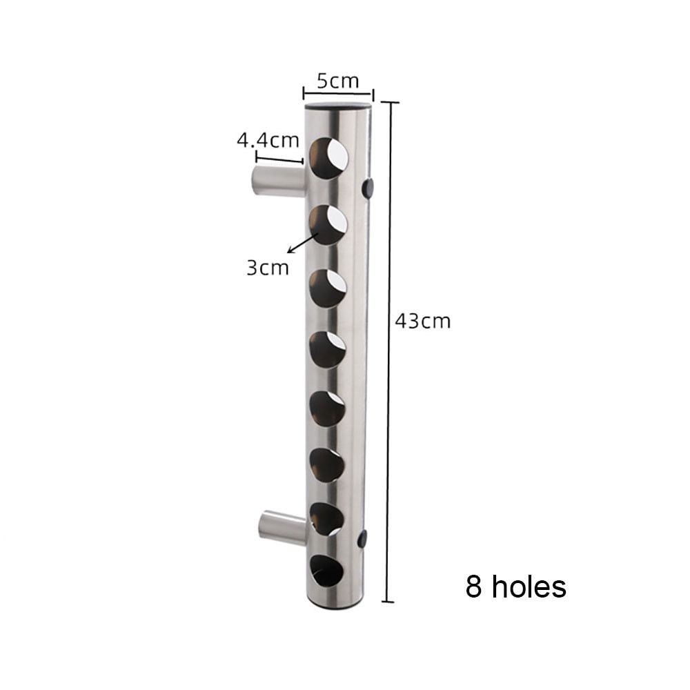 Ruostumattomasta teräksestä valmistettu viiniteline 8 pullolle, 43 cm