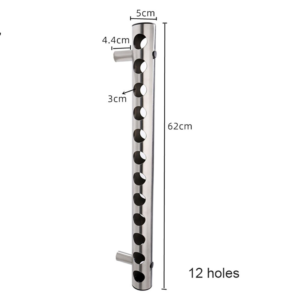 Ruostumattomasta teräksestä valmistettu viinihylly 12 pullolle, 62 cm