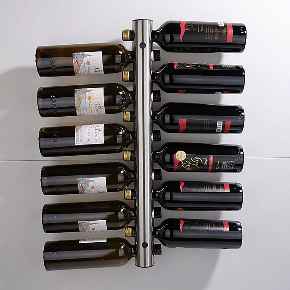 Ruostumattomasta teräksestä valmistettu viinihylly 12 pullolle, 62 cm