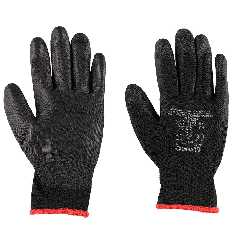 Fitter-hanskat koko 9 - 10-pakkaus PU-pinnoitteella