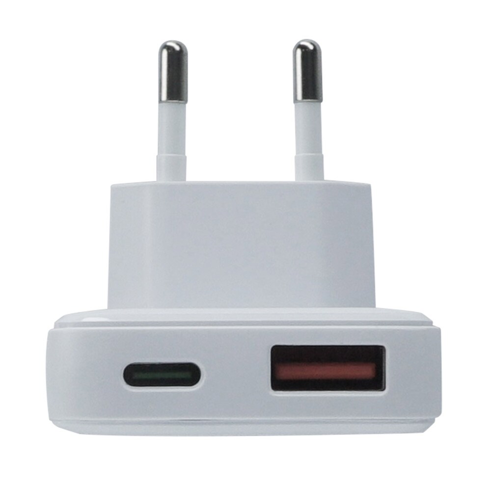 Qualo GaN Slim seinälaturi, jossa on USB ja PD USB-C 45W - Valkoinen