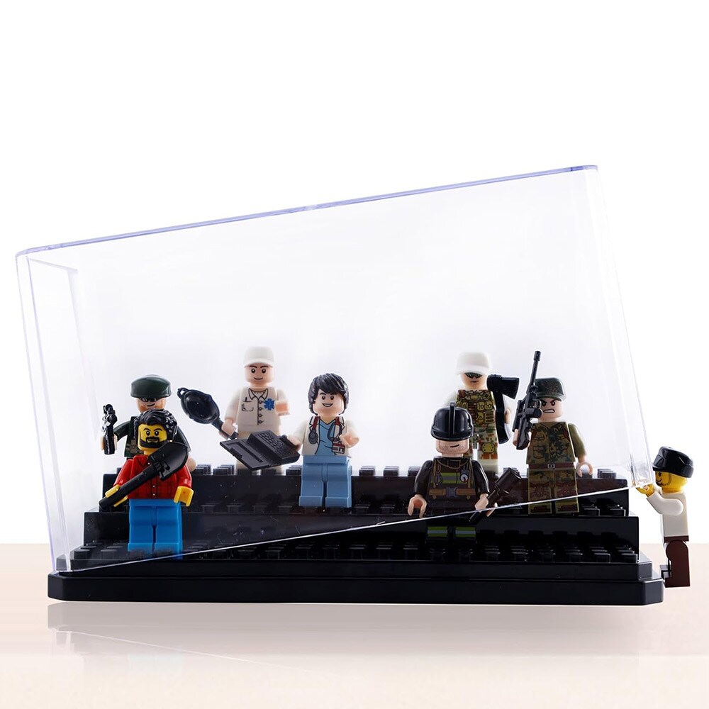 Näyttelylaatikko Lego-figuureille 18 × 9,3 × 8 cm