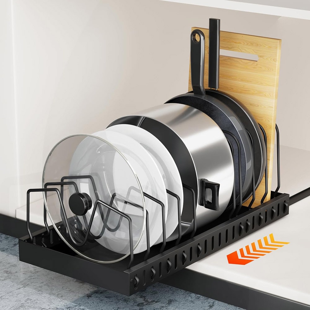 Ulosvedettävä säilytysteline paistinpannuille 52cm - Svart