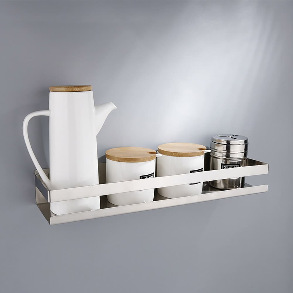 Ruostumattomasta teräksestä valmistettu maustehylly 30cm - Hopea