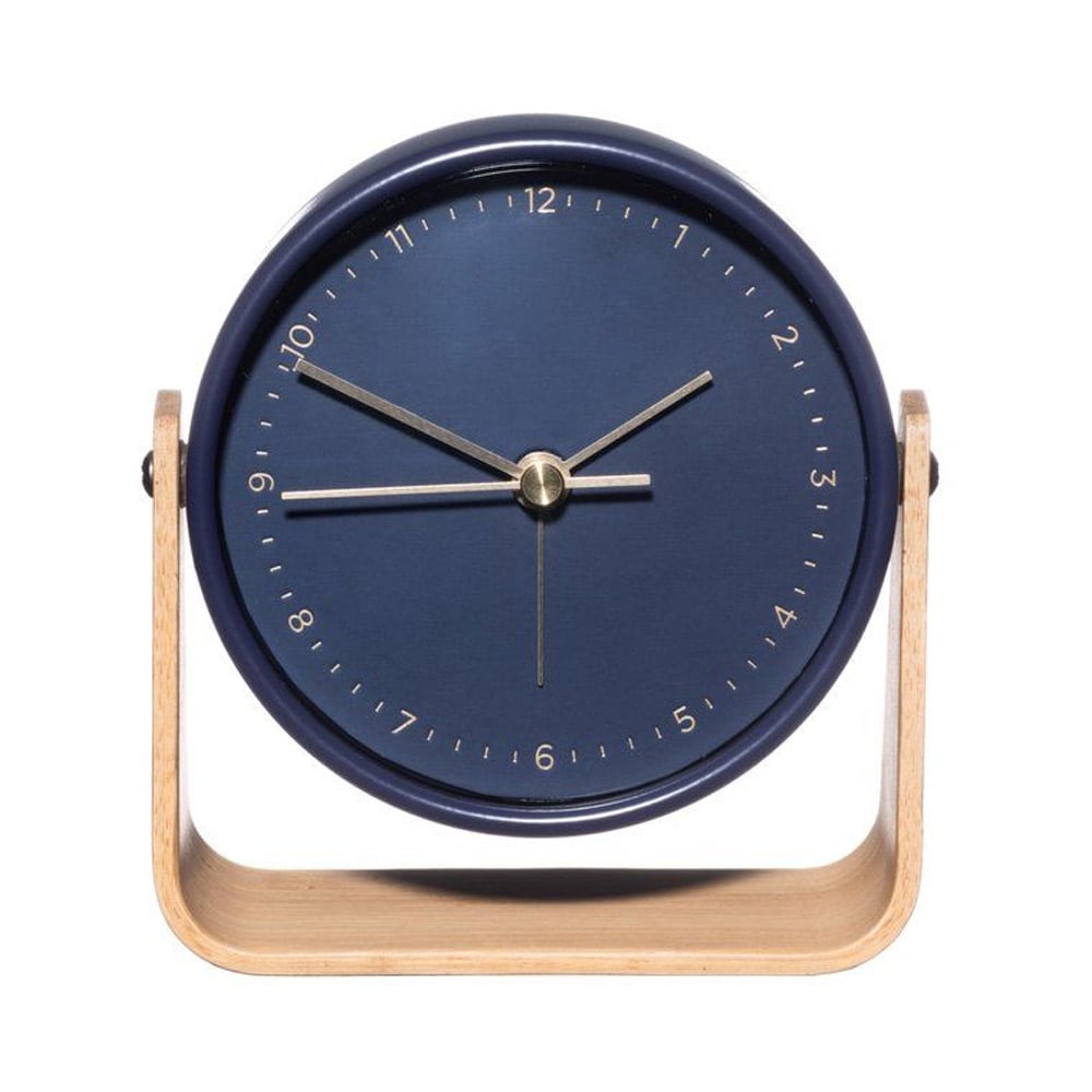Herätyskello bambutelineellä - analoginen, tummansininen