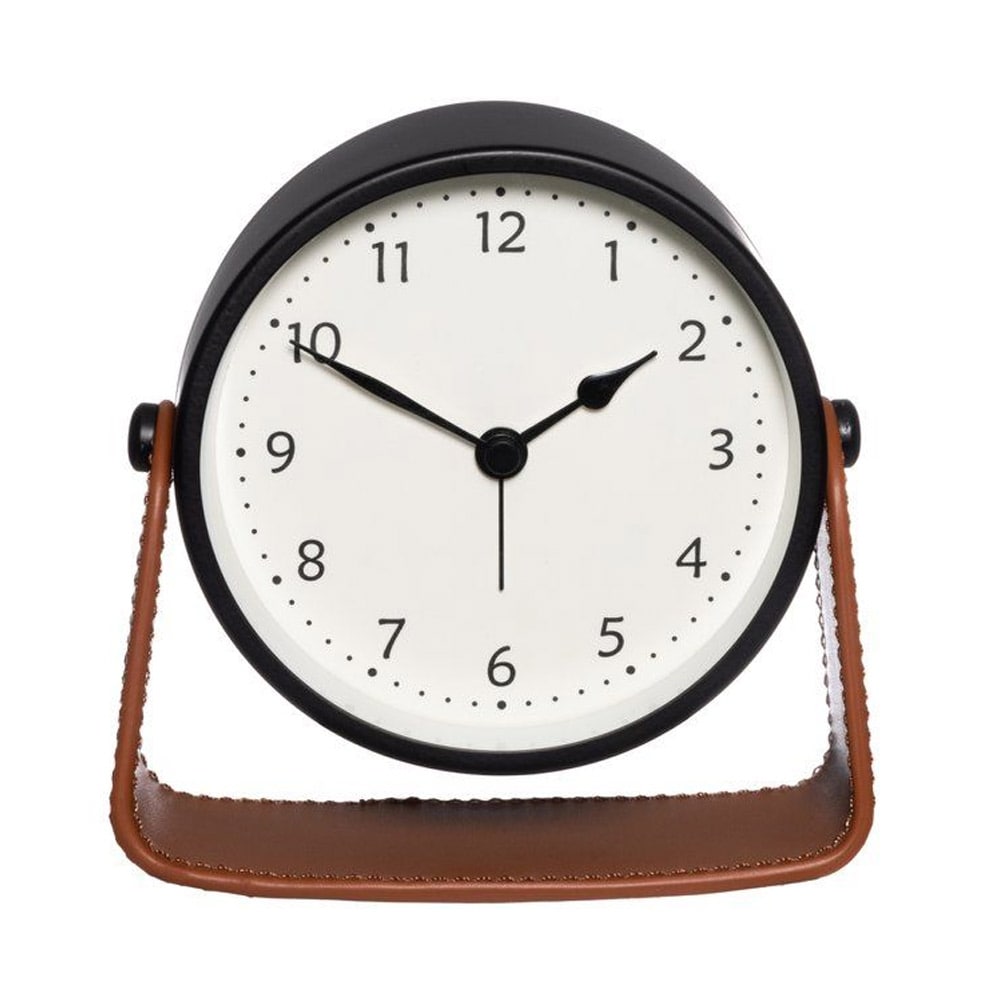Herätyskello keinonahkaisella jalustalla - analoginen, svart