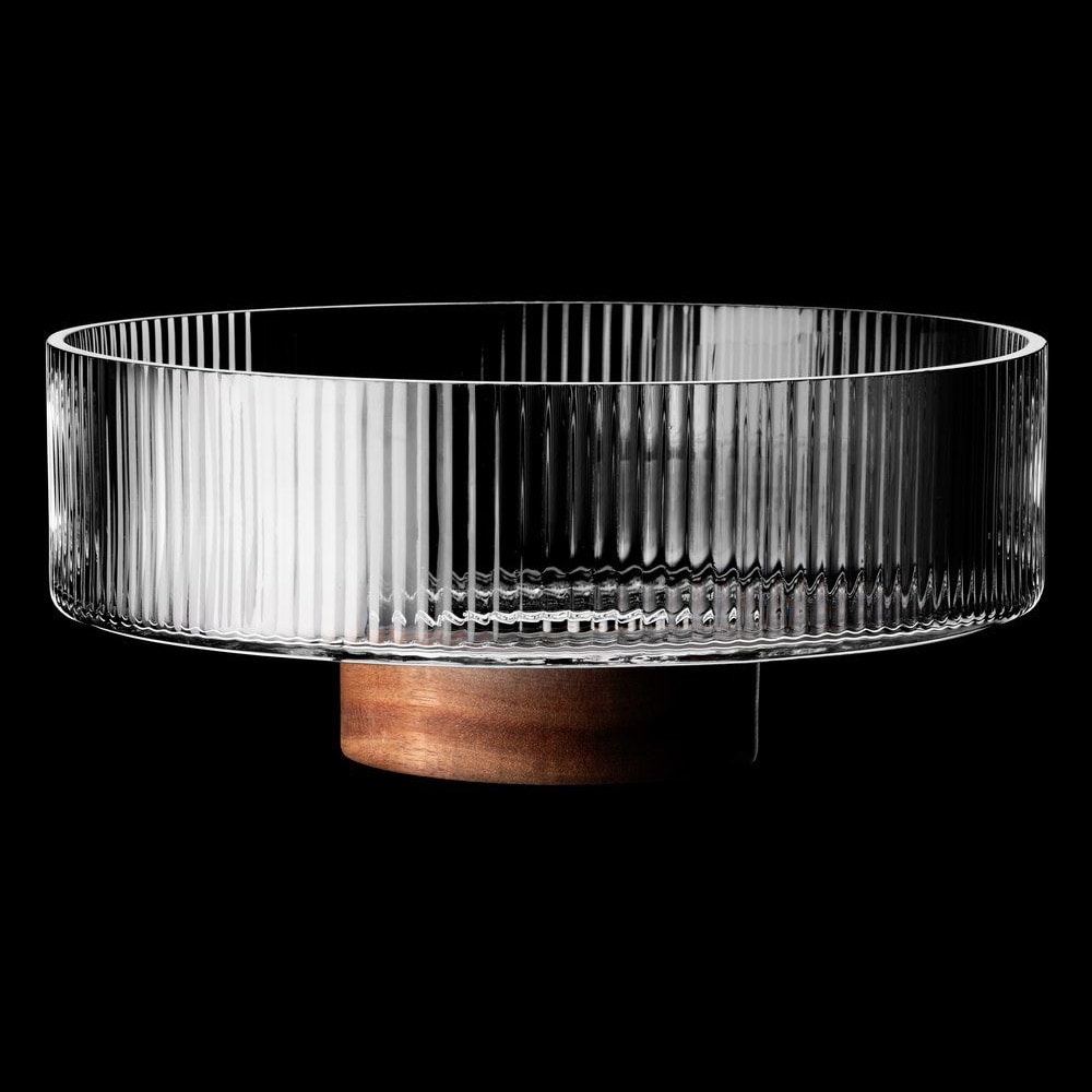 Kulho, jossa uurrettu lasi ja puinen pohja 3 L, 26 cm