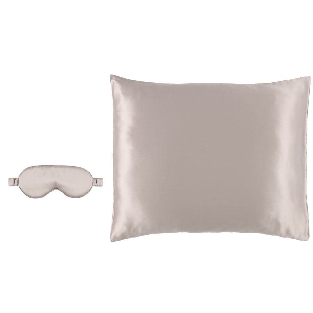 Silkkinen tyynyliina ja unimaski - Harmaa