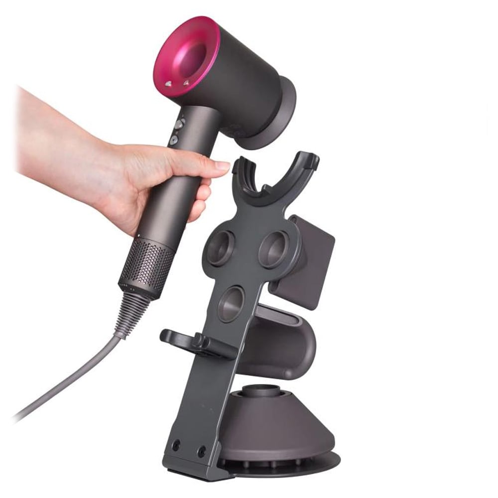 Pöytäjalusta Dyson Supersonic-hiustenkuivaajalle, jossa on magneettinen suuttimen pidike