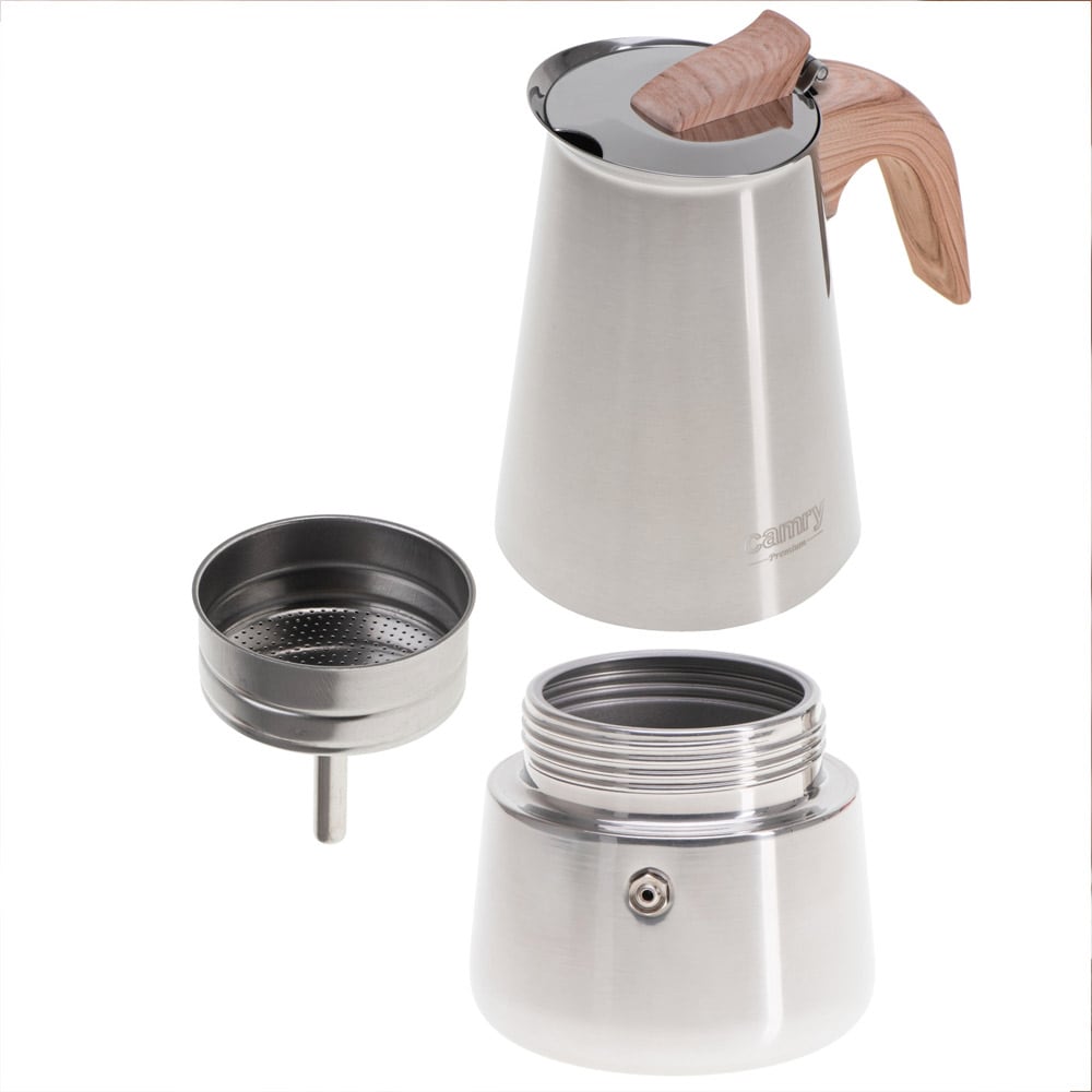 Ruostumattomasta teräksestä valmistettu 320 ml:n moka-astia - induktiokeittimille ja kaikille keittolevyille