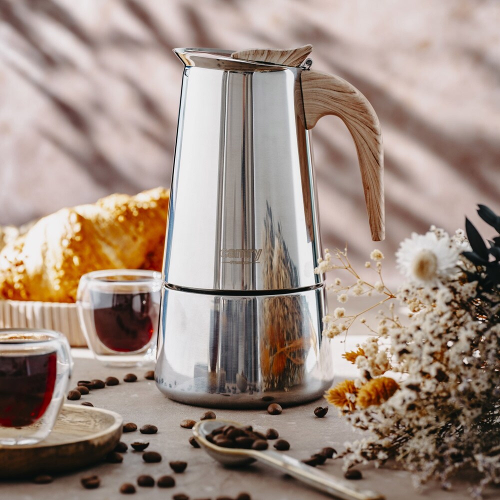 Ruostumattomasta teräksestä valmistettu 320 ml:n moka-astia - induktiokeittimille ja kaikille keittolevyille