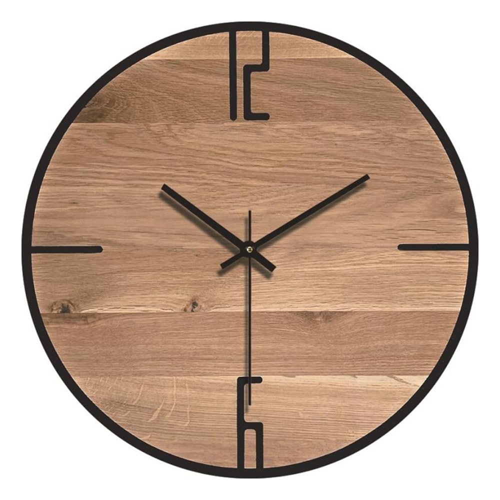 Analoginen seinäkello 30cm - Puu ja kehys svart