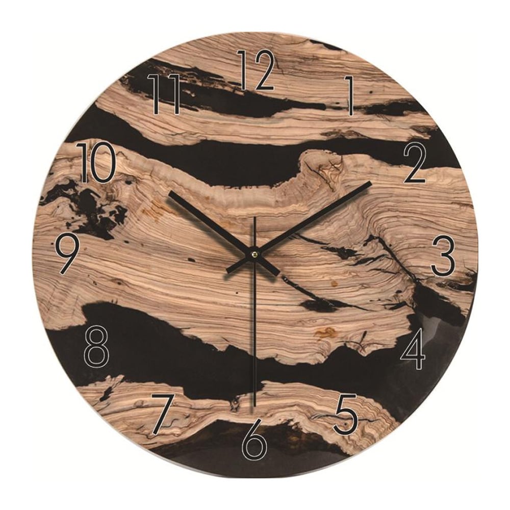 Analoginen seinäkello 30cm - puu / Svart