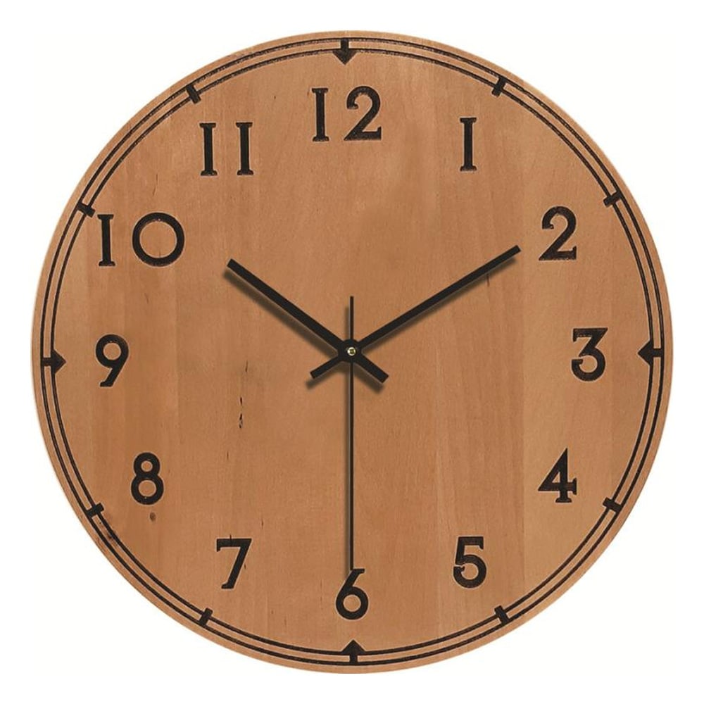 Seinäkello mustilla numeroilla - Puu