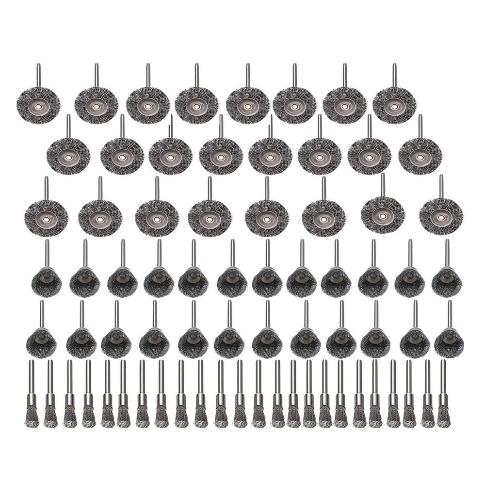 Ruostumattomasta teräksestä valmistetut hiomaharjat 72 kappaletta, joissa on 3 mm:n varsi