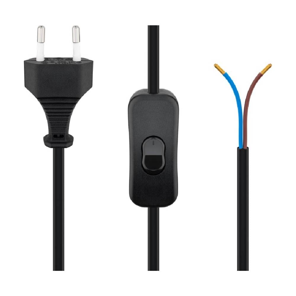 Goobay Virtajohto 1,5 m, jossa on europistoke ja kytkin