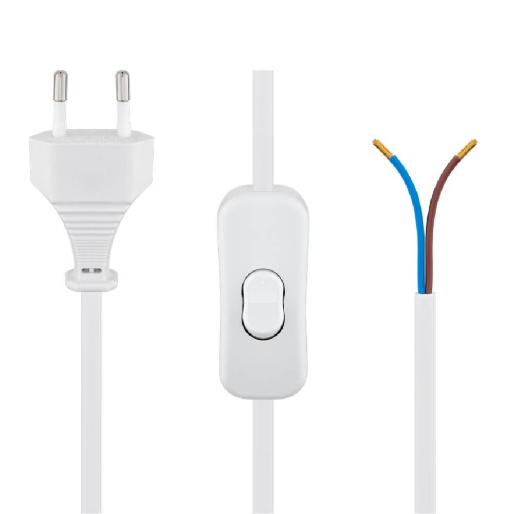 Goobay Virtajohto 1,5 m, jossa on europistoke ja kytkin - Valkoinen