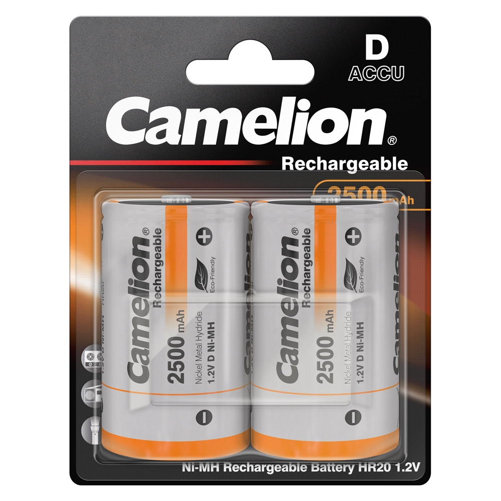 Camelion Ni-MH HR20 D ladattavat paristot 2500mAh 1.2V 2-pack 2-pack